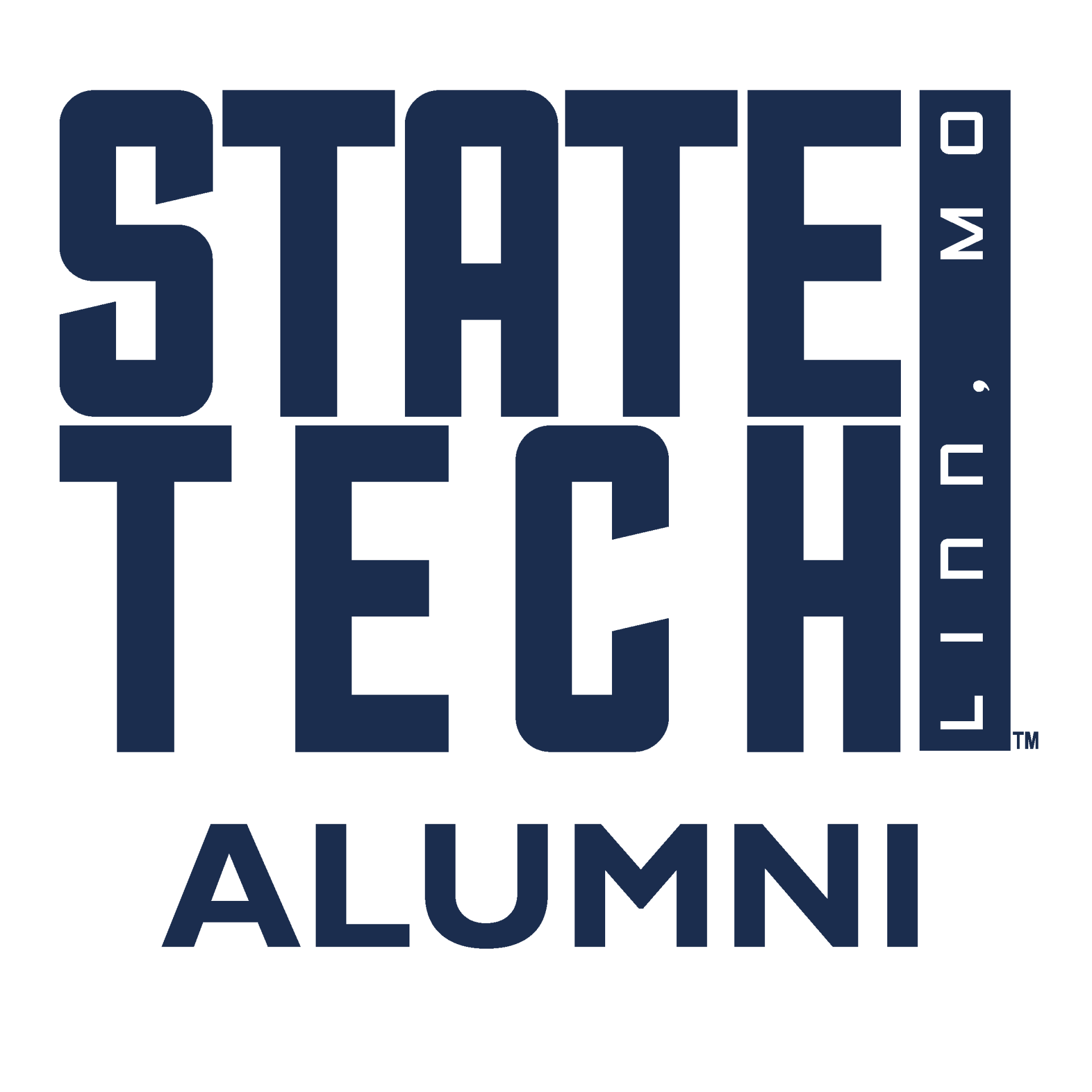 state tech alumni logo - dark blue